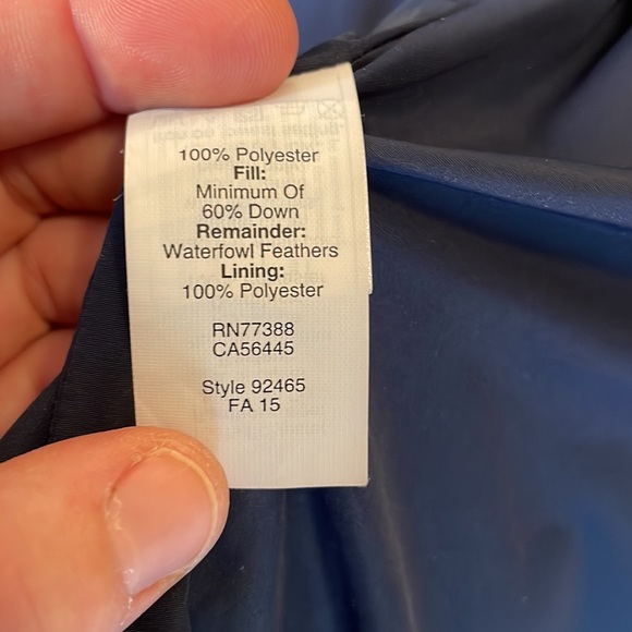 J Crew quilted vest navy blue XS gold zip double pocket down/waterfowl feathers - Picture 5 of 8